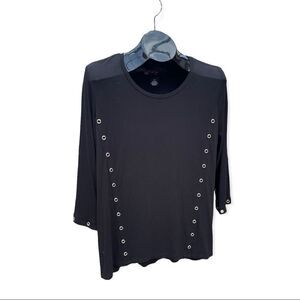 Peck & Peck Black High Low Blouse Size M